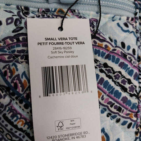 Vera Bradley Small Vera Tote & Cell Phone Wristlet Soft Sky Paisley NWT - Picture 4 of 4